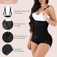 Corseted body shaping high waisted trousers - Detachable shoulder straps
