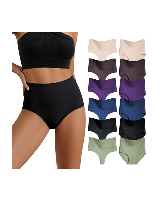 Women's High Waisted Seamless Underwear Ladies Panties 6 Pack