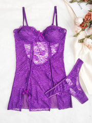Women's Pajamas Lace Tulle Underwear Two Piece Set