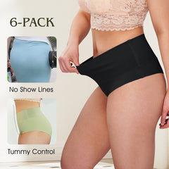 Women's High Waisted Seamless Underwear Ladies Panties 6 Pack