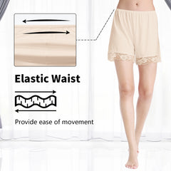 MANCYFIT Pettipants for Women Half Slip Culotte Shorts Split Skirt Lace Snip 4” Inseam