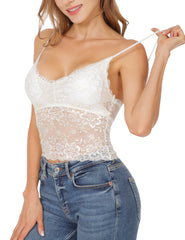 MANCYFIT Lace Bralettes for Women Padded Lace Bandeau Bra Cami Bra 3 Pack