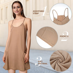 Fashion Summer Dresses for Women ChicSleeveless V-Neck Dress with Spaghetti Straps &Athletic Shorts