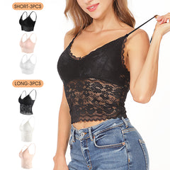 MANCYFIT Lace Bralettes for Women Padded Lace Bandeau Bra Cami Bra 3 Pack