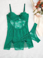 Women's Pajamas Lace Tulle Underwear Two Piece Set