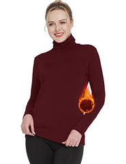 MANCYFIT Thermal Top for Women Turtleneck Shirt Long Sleeve Undershirt Ultra Soft Fleece Lined Base Layer