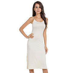 Full Slip Dress for Women Spaghetti Strap Under Cami Slit Soft Sleeveless Nightgowns