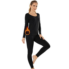 MANCYFIT Thermal Underwear for Women Long Johns Set Fleece Lined Ultra Soft Scoop Neck