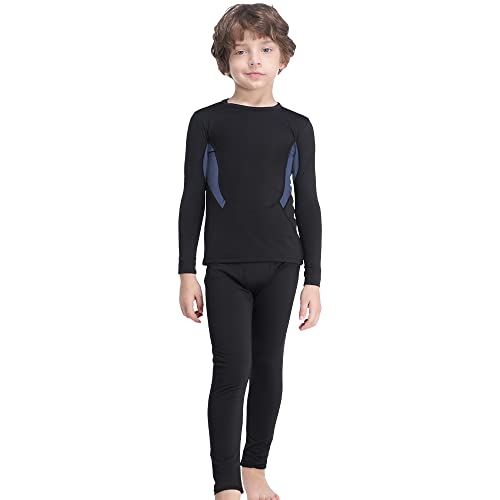 MANCYFIT | Kids Thermal Underwear Set Compression Shirt & Pants Athletic Base Layer Long Johns for Boys Girls