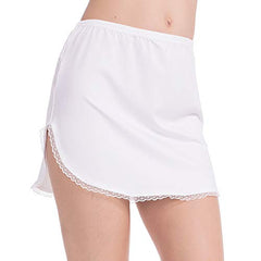 Half Slip for Women Underskirt Short Mini Skirt Slit Lace Trim