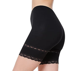 MANCYFIT Slip Shorts for Women Lace Trim Short Leggings Stretch Mid Thigh Undershorts