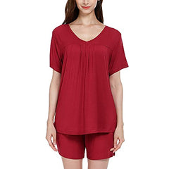 MANCYFIT Womens Pajamas Set Long Sleeves Sleepwear Soft Pj Lounge Sets V Neck Nightwear