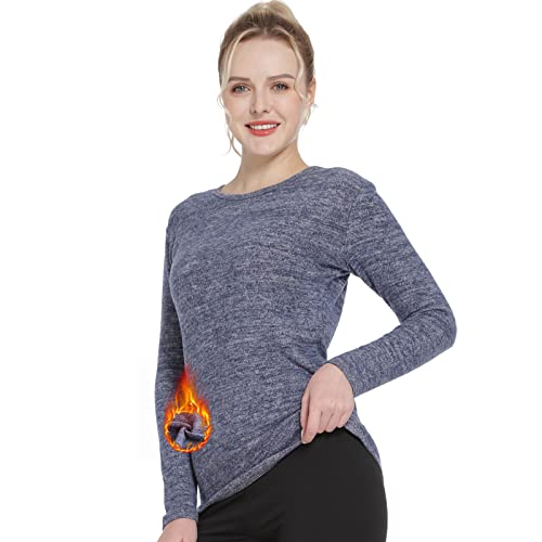 MANCYFIT | Thermal Tops for Women Fleece Lined Shirt Long Sleeve Base Layer V Neck