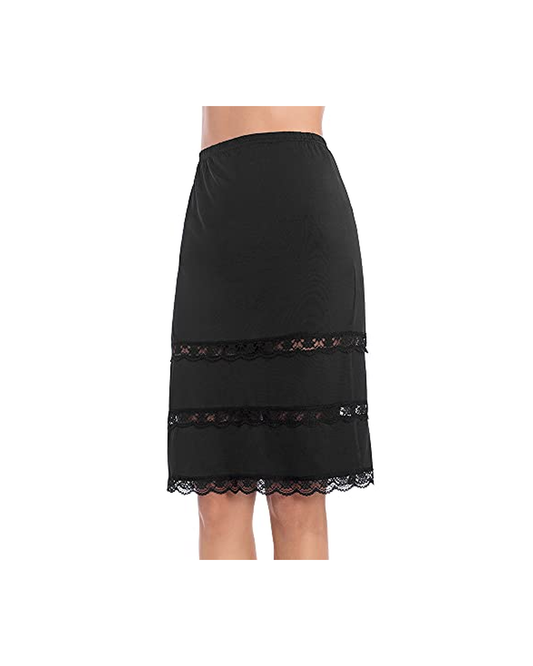 MANCYFIT | Half Slips for Women Underskirt Dress Extender Lace Trim Knee Length Midi Skirt 14 | 25" Length