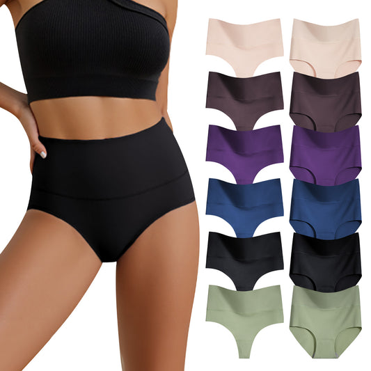 Women's High Waisted Seamless Underwear Ladies  Panties 6 Pack
