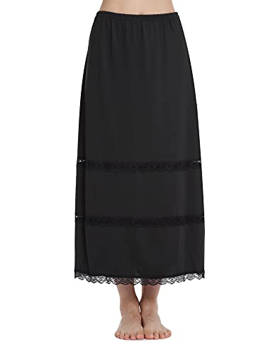 MANCYFIT | Half Slip for Women Under Dresses Full Length Long Under Skirt with Lace 36"