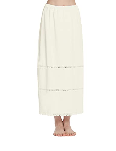 MANCYFIT | Half Slip for Women Under Dresses Full Length Long Under Skirt with Lace 36"