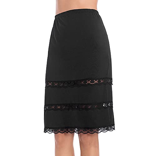 MANCYFIT | Half Slips for Women Underskirt Dress Extender Lace Trim Knee Length Midi Skirt 14 | 25" Length