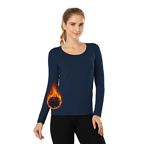 MANCYFIT Thermal Tops for Women Fleece Lined Shirt Long Sleeve Base Layer V Neck