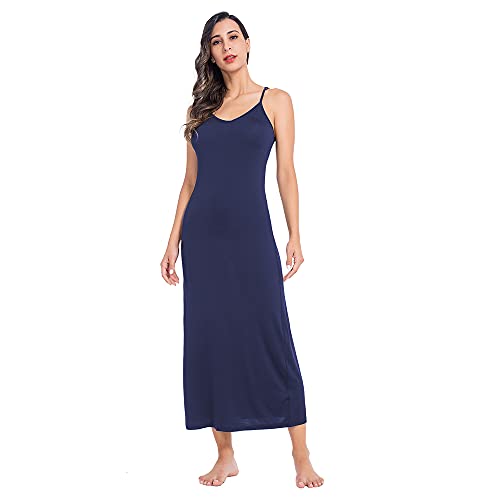 MANCYFIT Long Slips for Under Dresses Full Length Adjustable Spaghetti Strap Nightgown