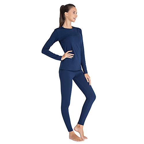 Real Essentials 4 Piece: Womens Thermal Underwear Set - Thermal Underwear  for Women Fleece Lined Top & Bottom Long Johns