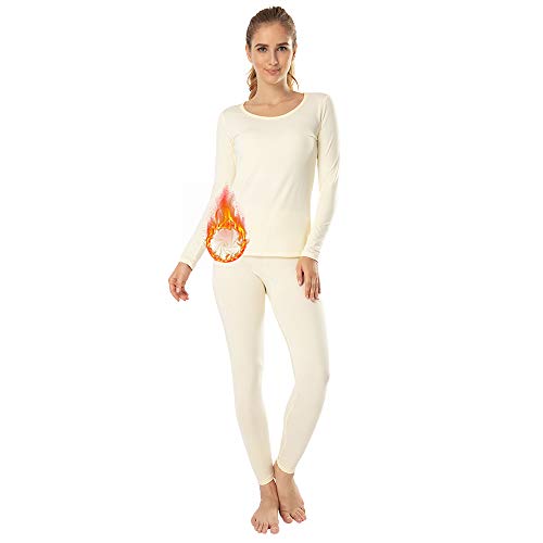 MANCYFIT Thermal Underwear for Women Long Johns Set Fleece Lined Ultra Soft Scoop Neck