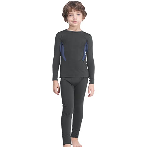MANCYFIT | Kids Thermal Underwear Set Compression Shirt & Pants Athletic Base Layer Long Johns for Boys Girls