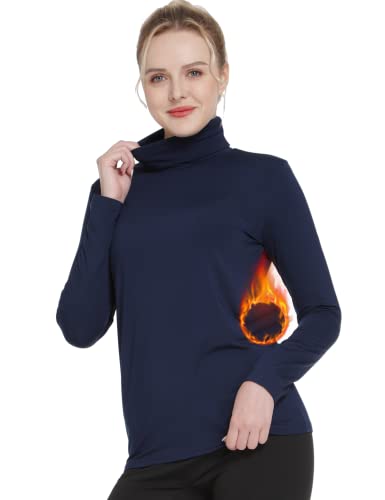 MANCYFIT Thermal Top for Women Turtleneck Shirt Long Sleeve Undershirt Ultra Soft Fleece Lined Base Layer