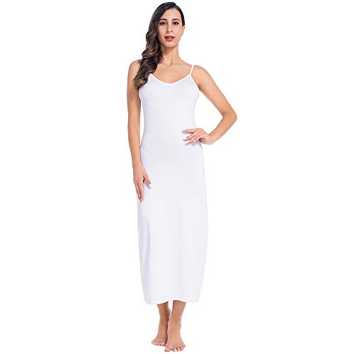 MANCYFIT | Long Slips for Under Dresses Full Length Adjustable Spaghetti Strap Nightgown - White / Medium MANCYFIT | Long Slips for Under Dresses Full Length Adjustable Spaghetti Strap Nightgown - White / Medium