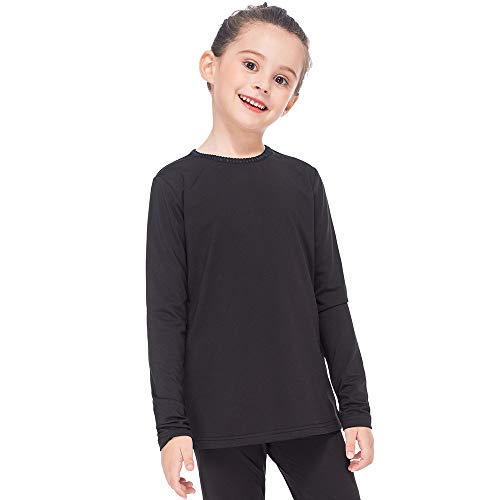 MANCYFIT | Thermal Tops for Girls Fleece Lined Underwear Long Sleeve Undershirts Baselayer