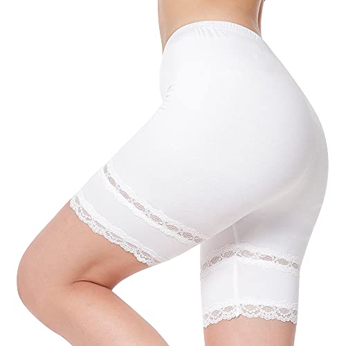 MANCYFIT | Slip Shorts for Women Lace Trim Short Leggings Stretch Mid Thigh Undershorts