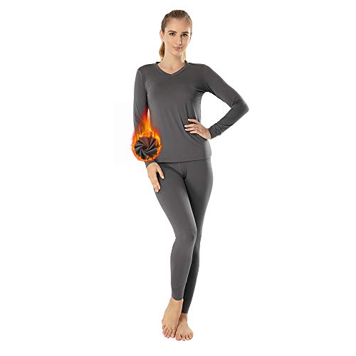 MANCYFIT | Womens Thermal Underwear Long Johns Set with Fleece Lined Ultra Soft V Neck