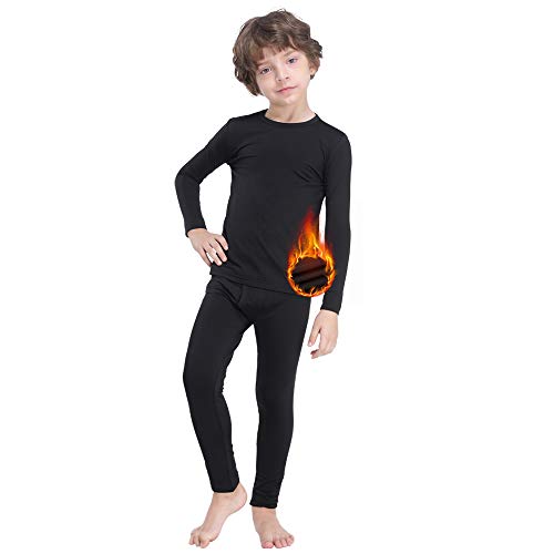 MANCYFIT | Thermal Underwear for Boys Fleece Lined Long Johns Set Kids Base Layer Ultra Soft