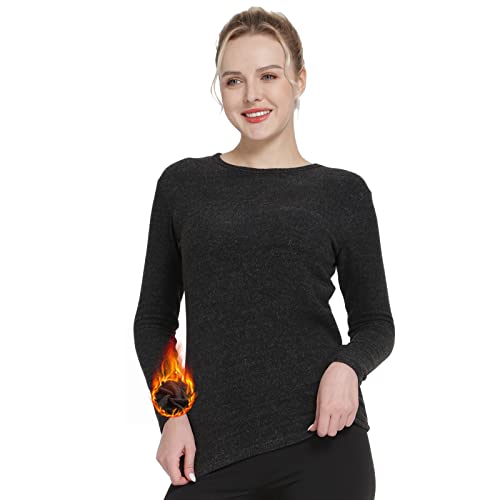 MANCYFIT | Thermal Tops for Women Fleece Lined Shirt Long Sleeve Base Layer V Neck