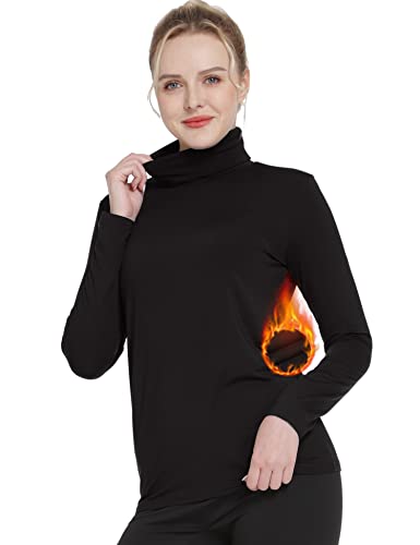 MANCYFIT Thermal Top for Women Turtleneck Shirt Long Sleeve Undershirt Ultra Soft Fleece Lined Base Layer
