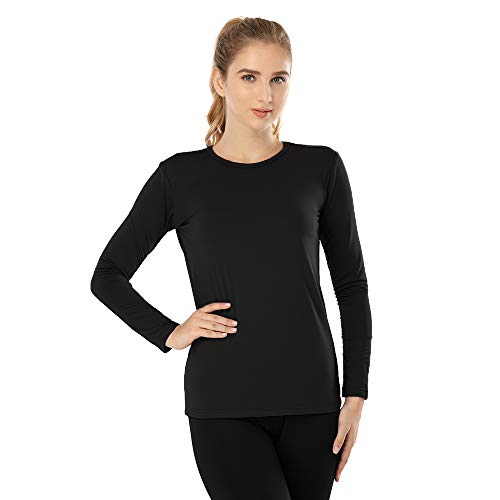 MANCYFIT Womens Thermal Tops Fleece Lined Long Sleeve Shirt Stretch Base  Layer Undershirt Black and White Lines X-Small at  Women's Clothing  store