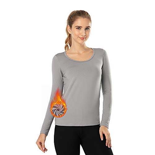 MANCYFIT Thermal Tops for Women Fleece Lined Shirt Long Sleeve Base Layer V Neck