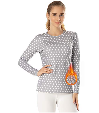MANCYFIT | Womens Thermal Tops Fleece Lined Shirt Long Sleeve Base Layer